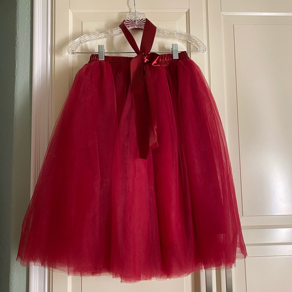 Christmas Red Tulle Skirt (Tea Length)